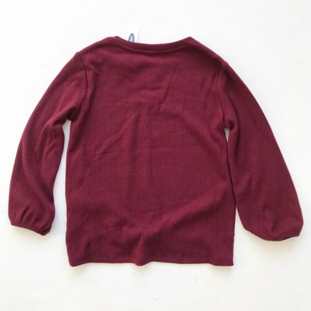 Old Navy NWT wine soft ribbed knot top S(6/7Y)